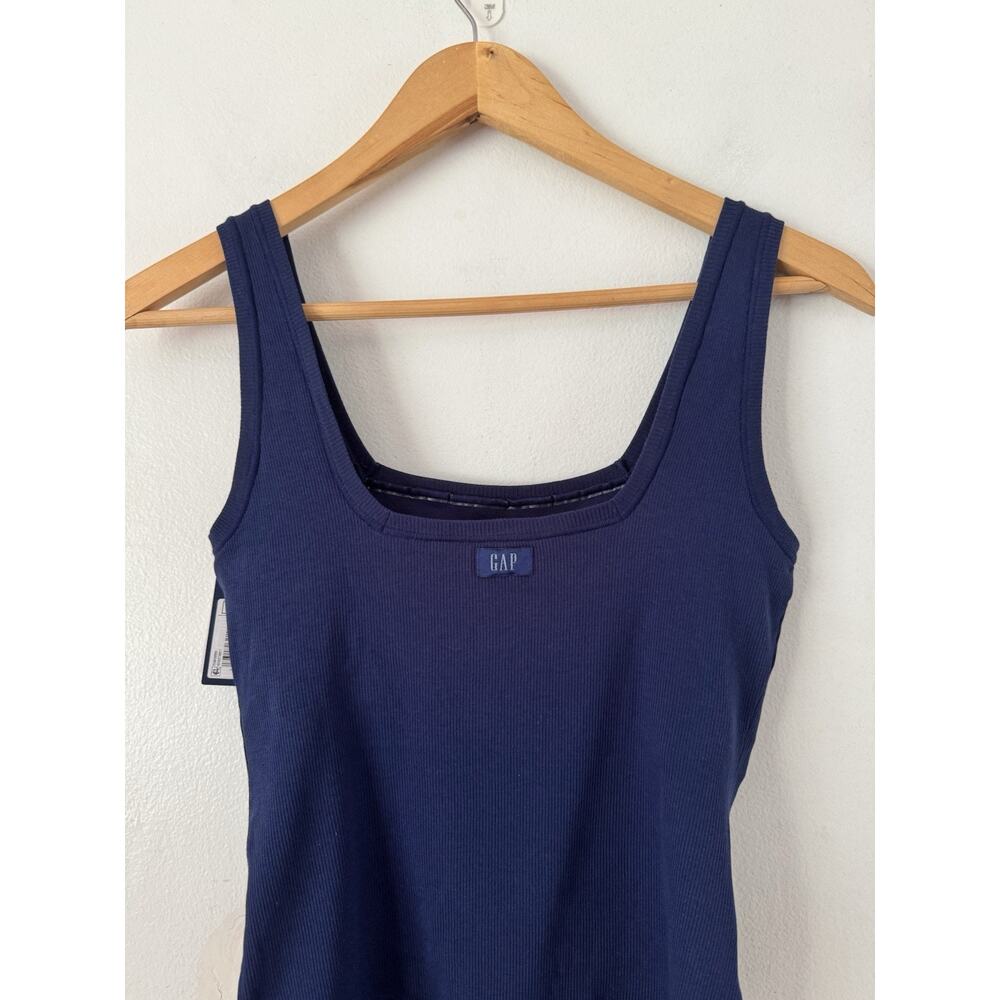 NWT Gap Body Navy Blue Ribbed Thong One Piece Bodysuit Women’s Size Medium - Picture 4 of 7